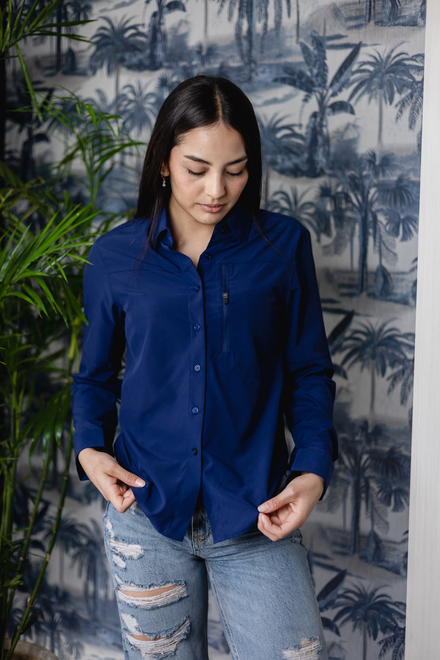 Camisa Pescador Para Mujer Manga Larga