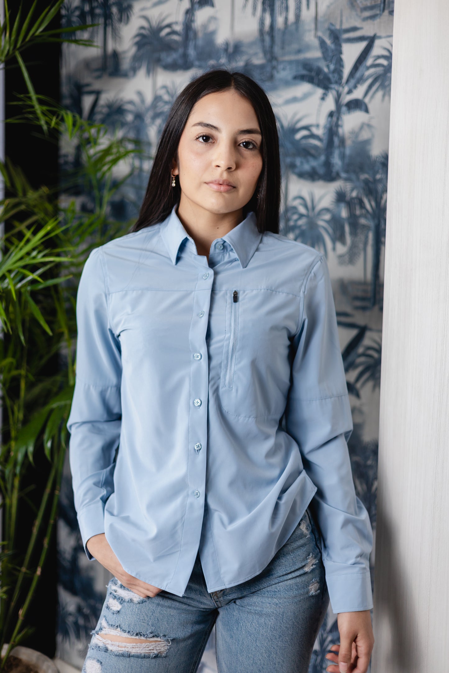 Camisa Pescador Para Mujer Manga Larga