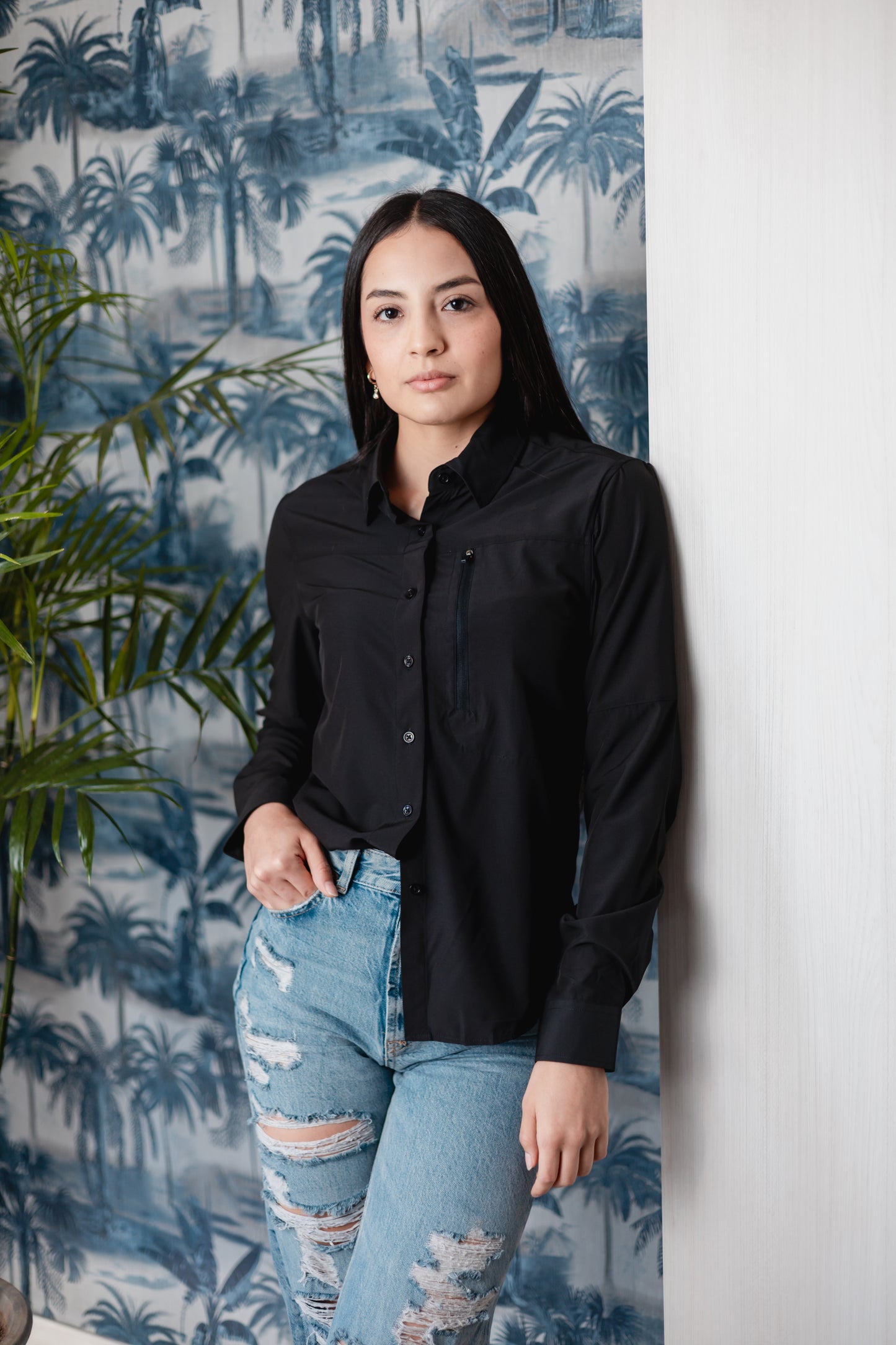 Camisa Pescador Para Mujer Manga Larga